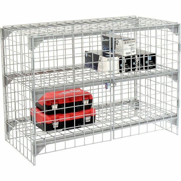 Global Industrial 1-Tier 2 Door Wire Mesh Security Locker, 48inWx24inDx36inH, Gray, Unassembled 184087